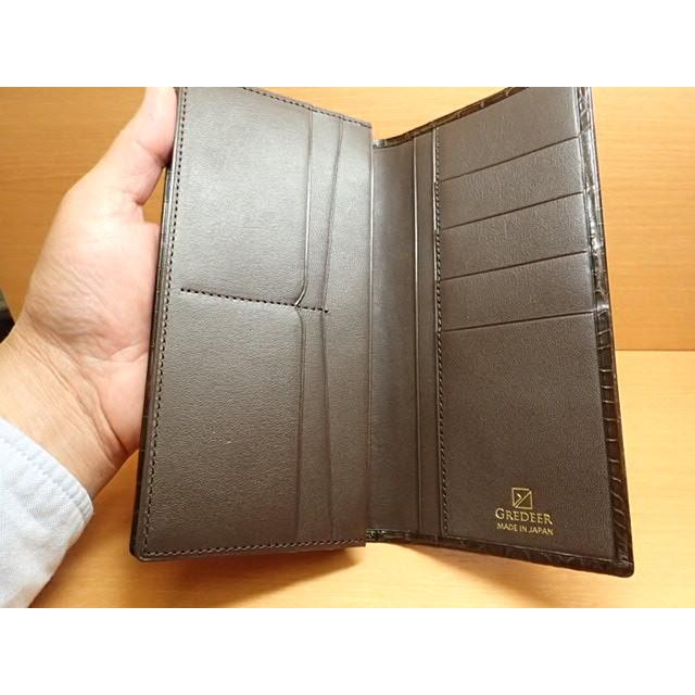 GREDEER クロコダイル 長財布 (小銭入付) GCKW001B-Z ブラウンADVANTIQE FINISH こだわりの「日本製」の画像