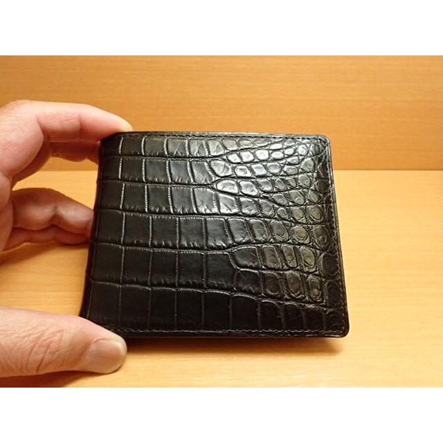 GREDEER クロコダイル 二折財布(小銭入付) GCKW002A-Z ブラックADVANTIQE FINISH こだわりの「日本製」の画像