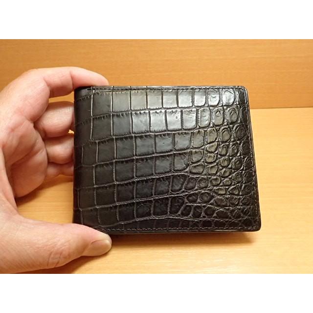 GREDEER クロコダイル 二折財布(小銭入付) GCKW002A-Z ブラックADVANTIQE FINISH こだわりの「日本製」の画像