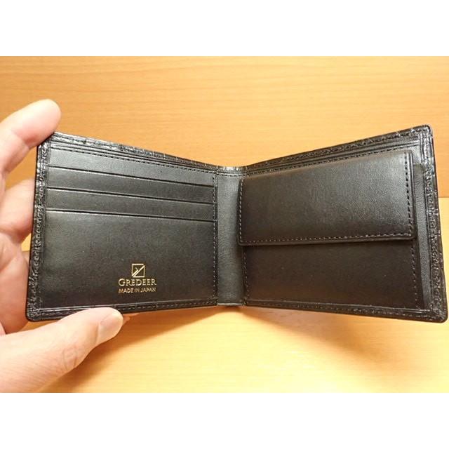GREDEER クロコダイル 二折財布(小銭入付) GCKW002A-Z ブラックADVANTIQE FINISH こだわりの「日本製」の画像