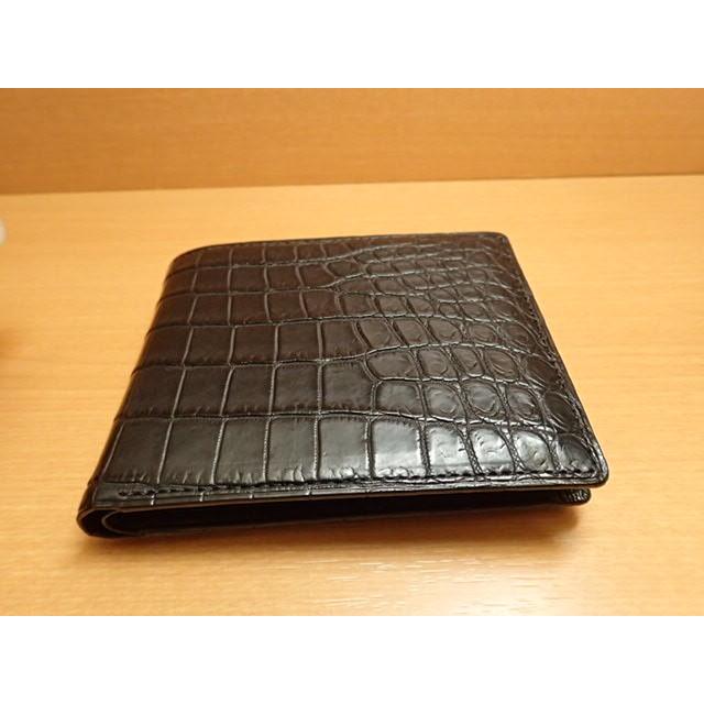 GREDEER クロコダイル 二折財布(小銭入付) GCKW002A-Z ブラックADVANTIQE FINISH こだわりの「日本製」の画像