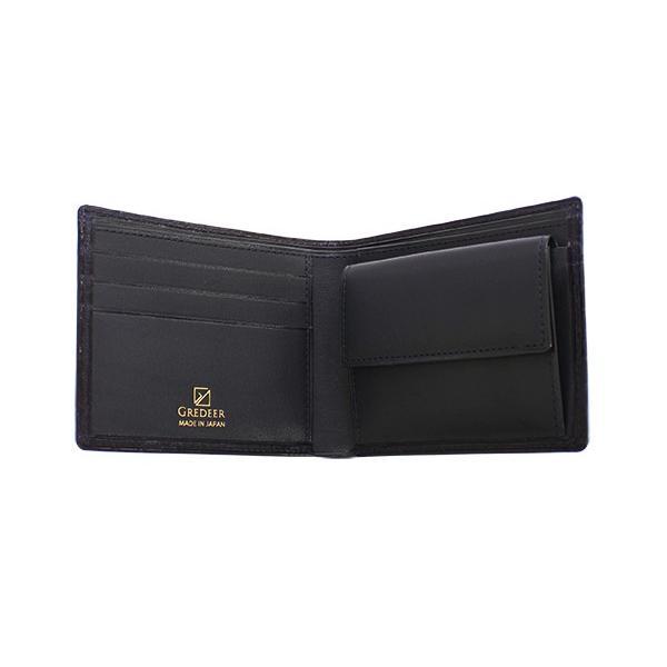 GREDEER クロコダイル 二折財布(小銭入付) GCKW002D-Z ネイビーADVANTIQE FINISH こだわりの「日本製」の画像