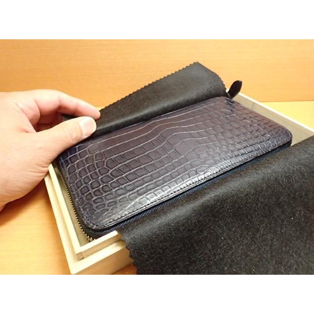 GREDEER クロコダイル ラウンドファスナー長財布 GCKW003D-Z ネイビーADVANTIQE FINISH こだわりの「日本製」の画像