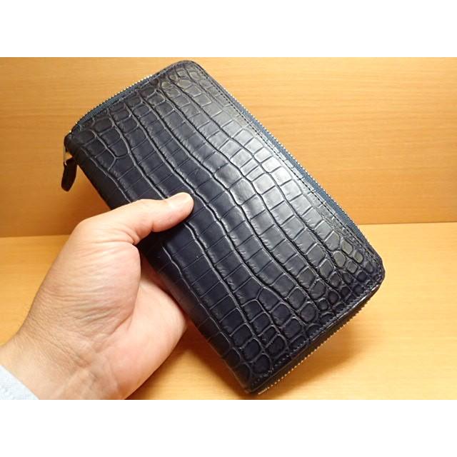 GREDEER クロコダイル ラウンドファスナー長財布 GCKW003D-Z ネイビーADVANTIQE FINISH こだわりの「日本製」の画像
