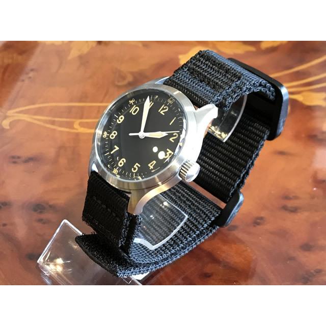 ミリタリー 時計 ナイロン 時計バンド 時計ベルト 20mm ブラック