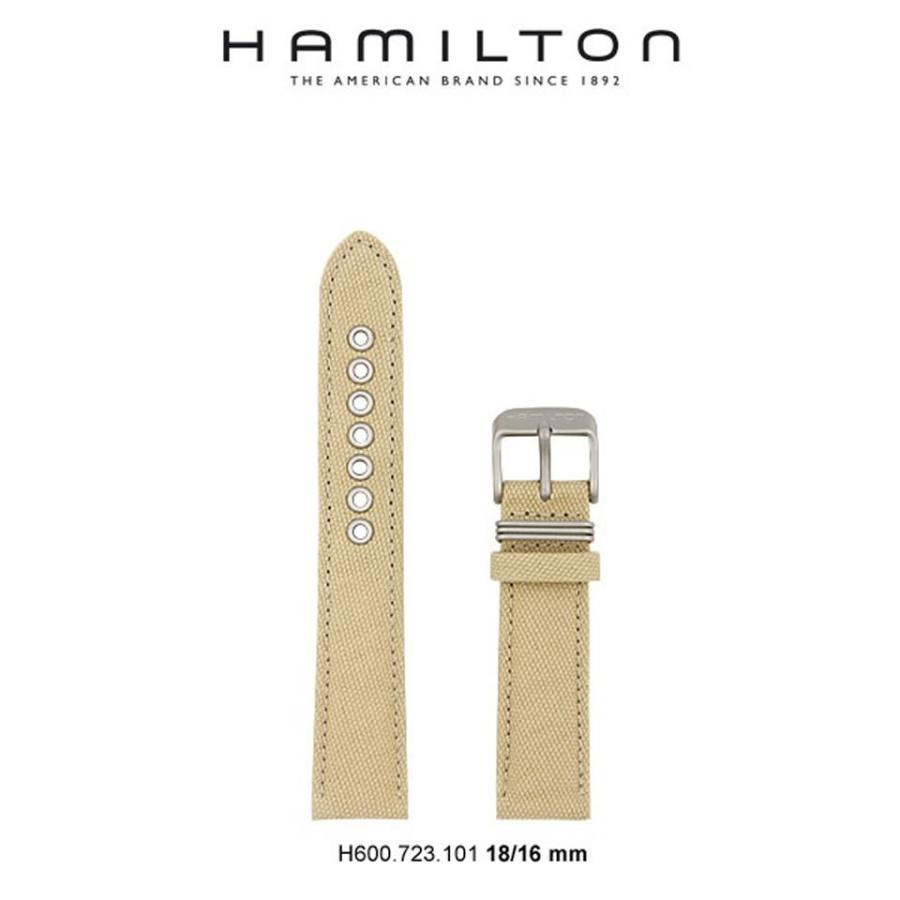 ハミルトン 腕時計　HAMILTON  腕時計ベルト 肌色 ベージュ キャンバス地 テキスタイル 布 18mm カーキ フィールド用 交換バンド  H694723101｜yuubido-oyabu｜06