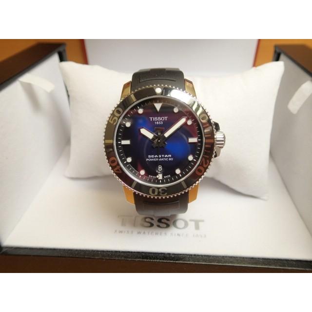ティソ 腕時計 TISSOT メンズ シースター1000 パワーマティック80 オートマティック ブルー文字盤 ラバー T1204071704100  メーカー保証2年つきの画像