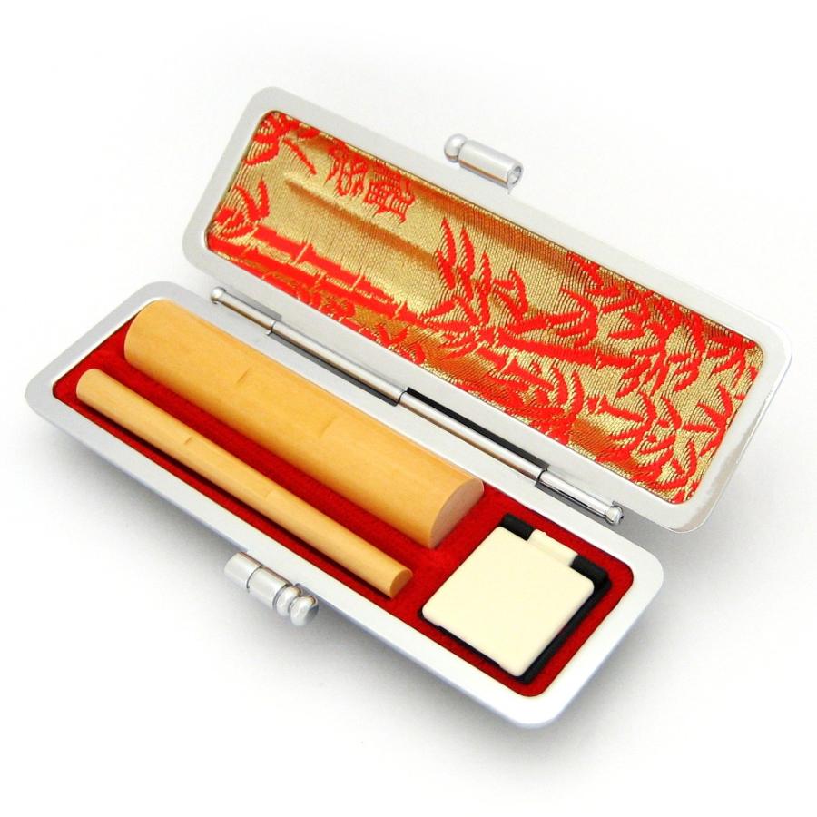 印材　印鑑　2本　ケース付き　新品未使用 訂正印 認印 2本セット 柘 印鑑 はんこ 牛もみ革ケース付き 小判型 6mm