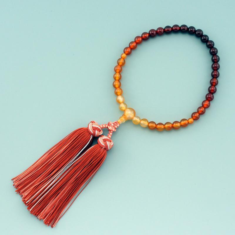 数珠 念珠 日本製 京念珠 正規品 数珠袋付 瑪瑙 グラデーション 7mm  