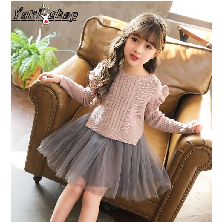 子供服 女の子 ワンピースドレス プリンセススカート セットアップ 長袖 ニット ニットベスト 韓国風 子供ファッション Www Unipymes Com
