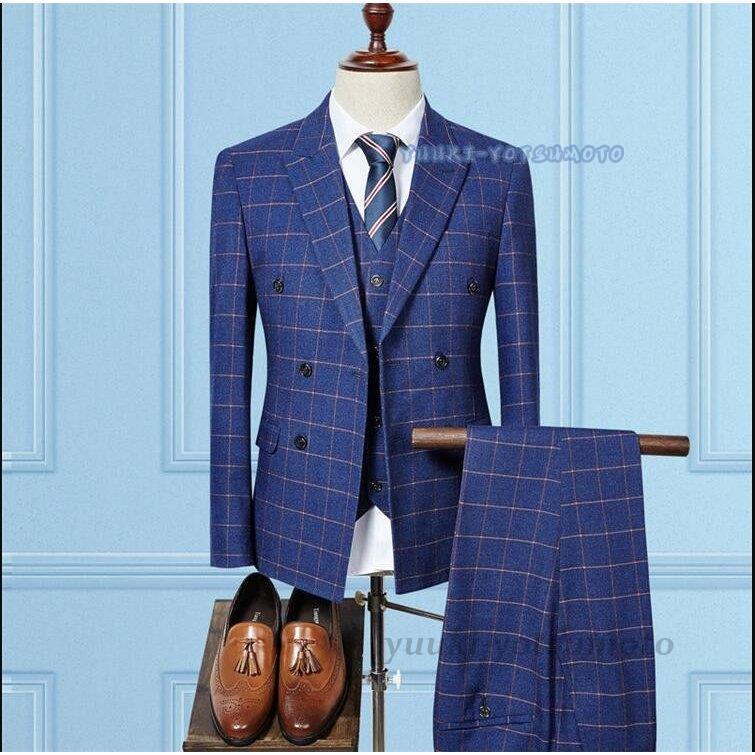 22新春福袋 面接 紳士服 セットアップ 男性用 メンズ ビジネススーツ 3点セット スリムスーツ 二次会 オフィス カジュアル ビジネススーツ メンズスーツ スリーピース 卒業式 入学式 結婚式 通勤 就活 メンズ チェック柄スーツ スーツ フォーマル Www