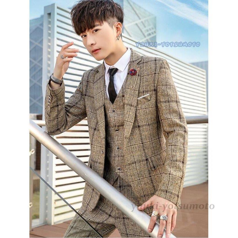 人気の新作 上品 2点セット メンズスーツ 通勤 入学式 宴会 紳士 面接 通勤 披露宴 結婚式 韓国風 スリムスーツ お洒落 スーツ メンズ ジャケット ズボンチェック柄 2点セット ４色入 高級 オフィス ビジネススーツ Www Laboiteatice Fr