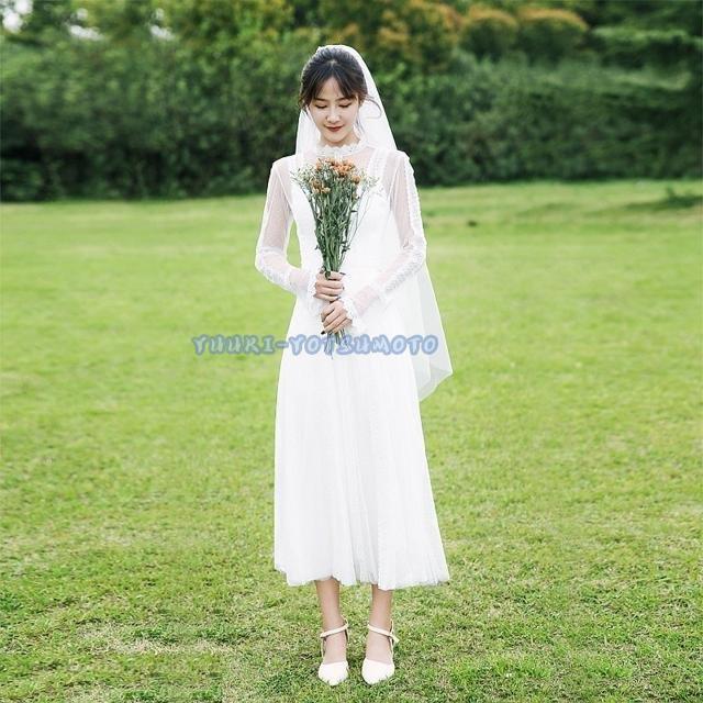 売れ筋日本 ウェディングドレス ミモレ丈 長袖 二次会 花嫁ドレス 結婚式 ドレス パーティードレス ストレート おしゃれ 個性的 可愛い ナチュラル カジュアル レトロ ミモ 店舗 大きい Superavila Com