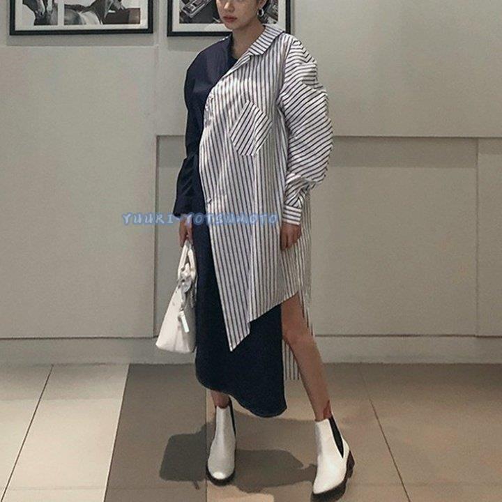 ワンピース レディース ロングワンピース アシンメトリー かっこいい 個性的 ワンピ ミモレ丈 ミディアム丈 シャツワンピース おしゃれ 大人可愛い 長袖 個性的 Ll0915 Mssh72 四元優希 通販 Yahoo ショッピング