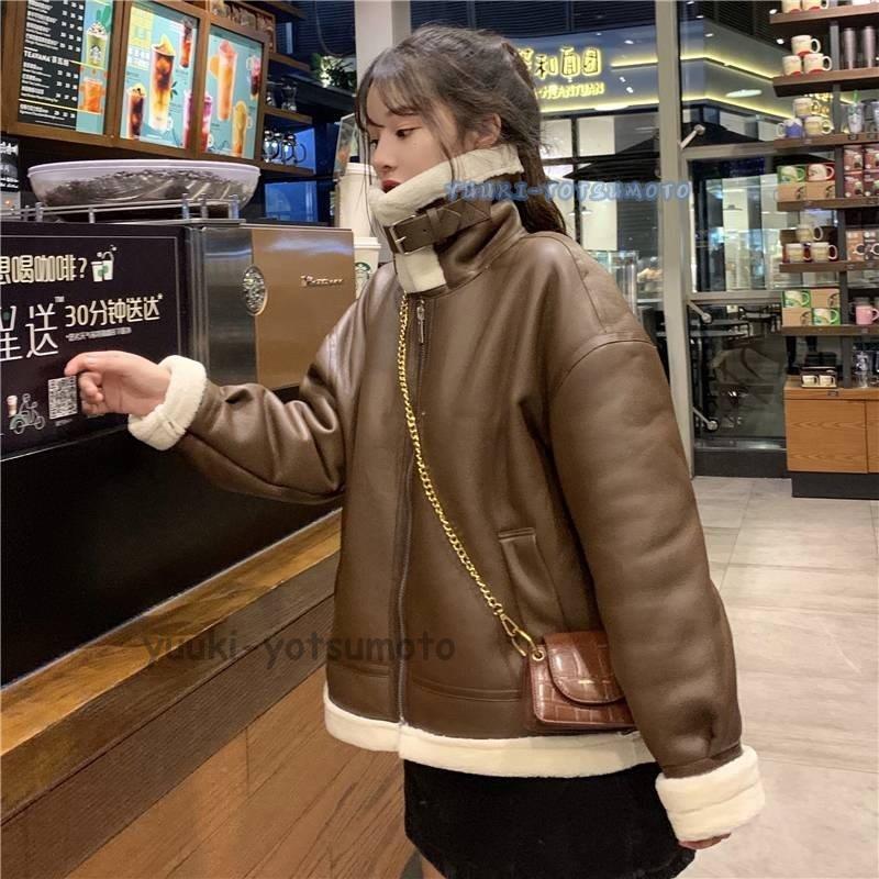 レザージャケット もこもこアウター ボアブルゾン ジャケット ブルゾン アウター コート レディース コーデ ショート丈 ボア レザー スタンドカラ オー Ll0915 Mswmo42 四元優希 通販 Yahoo ショッピング