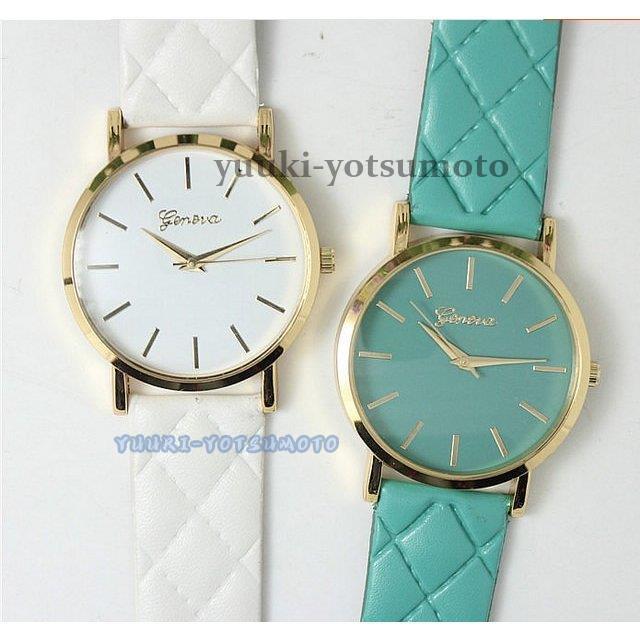 年末のプロモーション特価 腕時計 カラバリ豊富 アナログ ゴールド キルティングベルト シンプル 可愛い 文字盤カラー 時計 レディース メンズ 男女兼用 ユニセックス フェイ