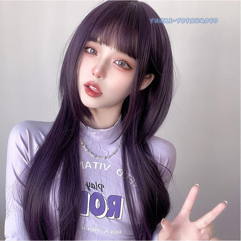 限定販売】 パープル セミロング コスプレウィッグ ハロウィン ウィッグ パープル 紫 ロングカール コスプレ 新品未使用