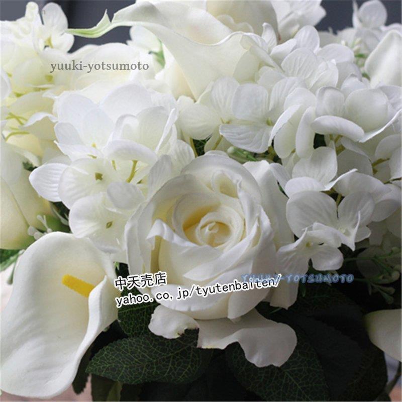 ウエディングブーケ ブーケ ブライダルブーケ ウェディング用 花束 写真撮り お祝い お誕生日 結婚式 花嫁 披露宴 歓迎会 造花 手作り プレゼント 大 白