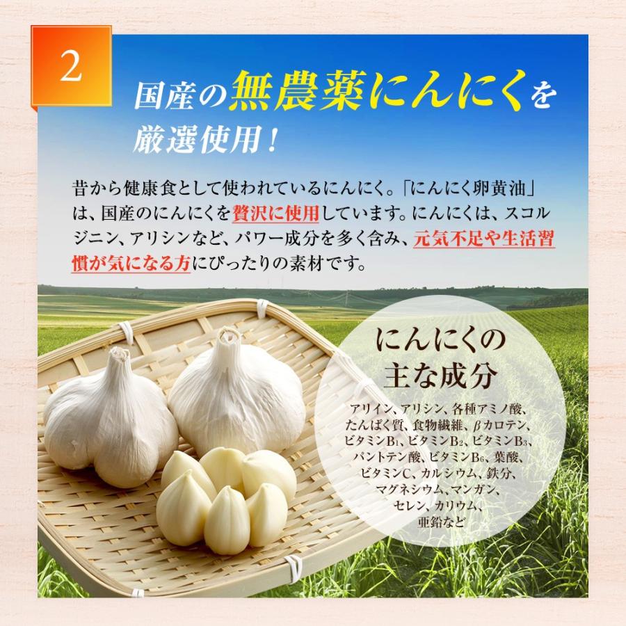 卵黄油 卵 油 卵油 卵黄 有精卵 にんにく ニンニク 国産 にんにく卵黄 ニンニク卵黄 サプリ 60球*6個セット 約120〜180日分 送料無料 メール便｜yuukiseiyaku｜09