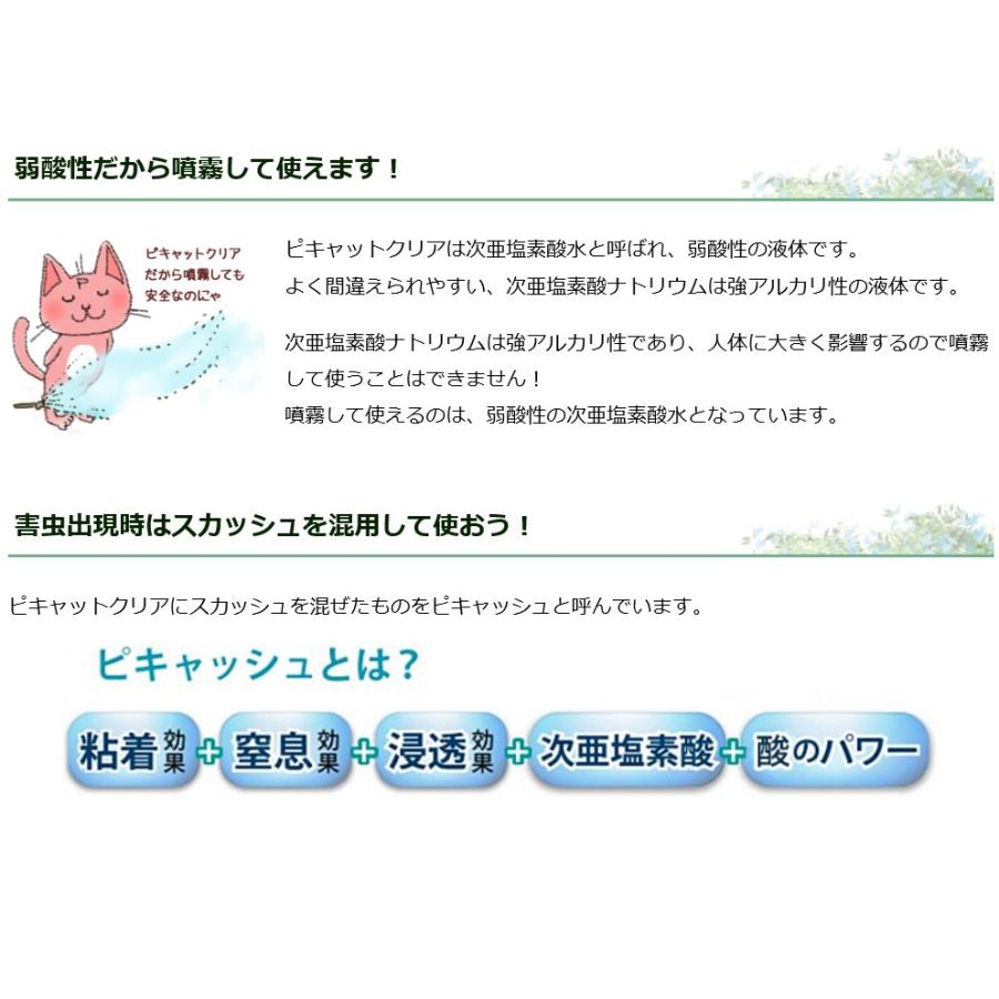 次亜塩素酸水 500ppm ピキャットクリア・500 1L : ゆうきの園芸