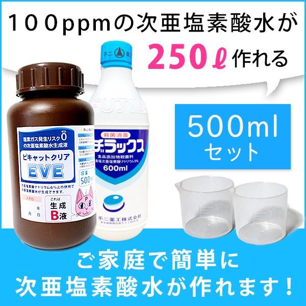 次亜塩素酸水を安全・安価に自作　ピキャットクリア生成　５００ｍｌセット｜yuukishop