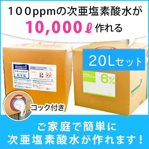 送料込み　次亜塩素酸水を安全・安価に自作　ピキャットクリア生成　２０Lセット