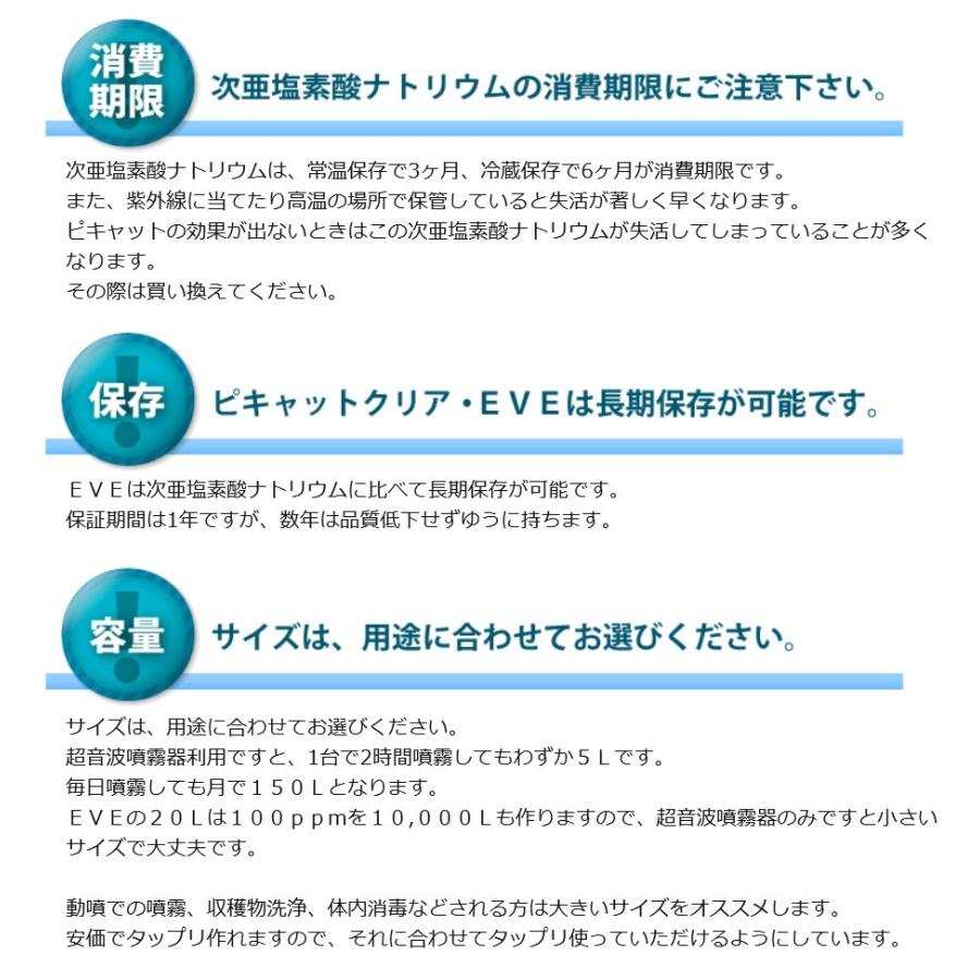 送料込み 次亜塩素酸水を安全・安価に自作 ピキャットクリア生成 ２０Lセットの画像