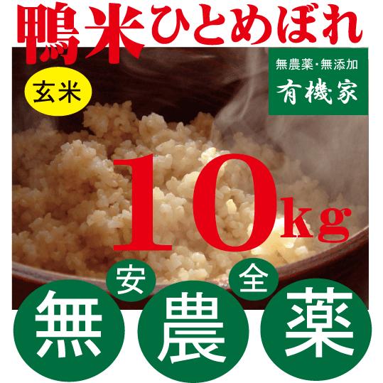 2025年産新米 無農薬ひとめぼれ玄米 １０ｋｇ/１０月上旬出荷開始　鴨米ひとめぼれ 　完全無農薬玄米　国内産100%「山形県産」　