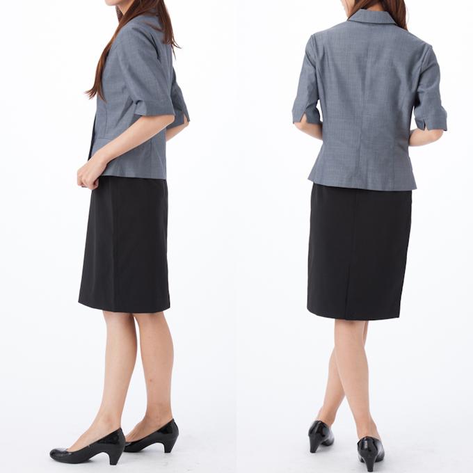 クリックポスト 事務服 ブラウス 受付事務 事務制服 5号 7号 9号 小さいサイズ グレー|yuuma|03