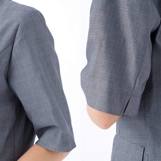 クリックポスト 事務服 ブラウス 受付事務 事務制服 5号 7号 9号 小さいサイズ グレー|yuuma|05