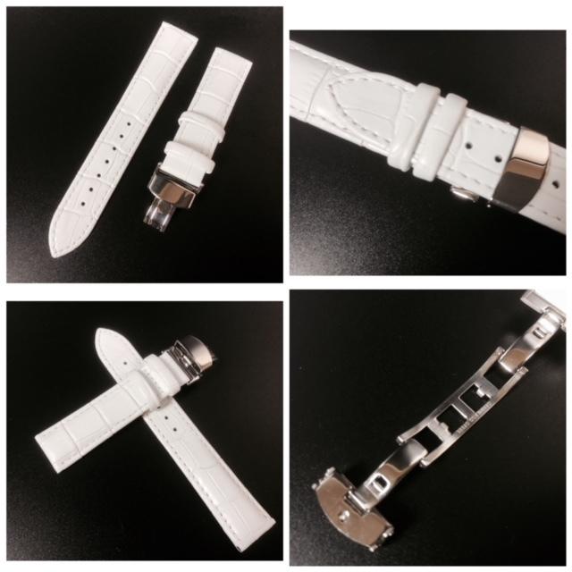 腕時計ベルト ベルト 時計バンド 替えベルト Dバックル レザー カーフ革 クロコダイル型押し 時計 修理 レザーベルト 20mm ホワイト ブラウン|yuumart25|04