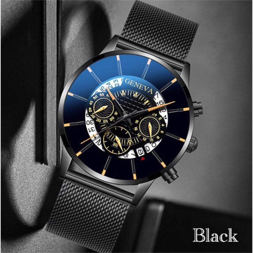 腕時計 時計 日付 カレンダー ステンレス メッシュ アナログ メンズ