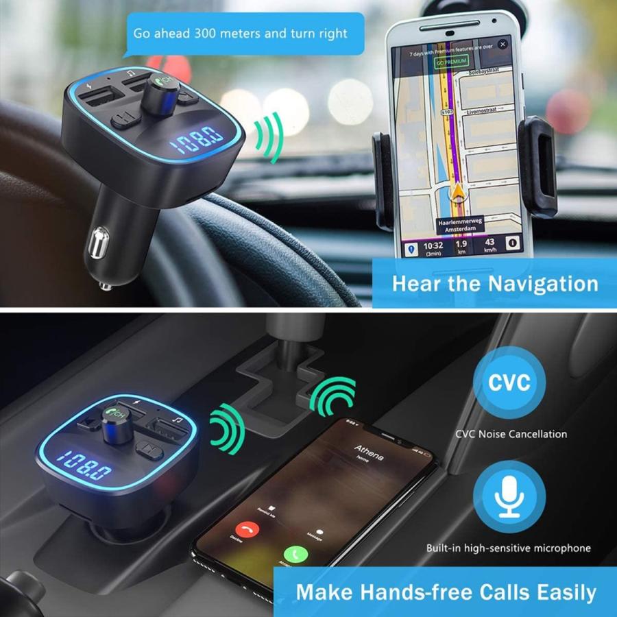 Bluetooth FMトランスミッター 充電器 充電 音楽再生 ハンズフリー スマホ シガーソケット SDカード USB 無線 車載 車内  カーアクセサリー :tora11ao:ゆうマート 通販 
