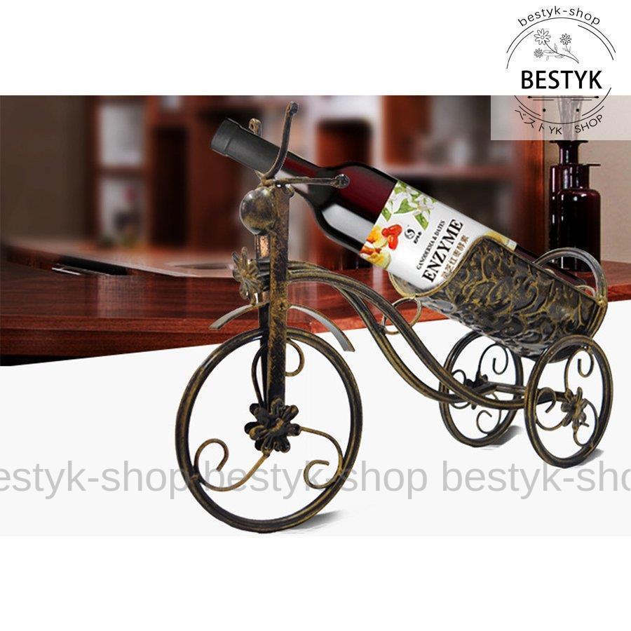 ワインボトルスタンド、ワインラック、卓上アート鉄三輪車形状自転車形状ディスプレイとバーカウンターの家の装飾｜yuuu-store｜05