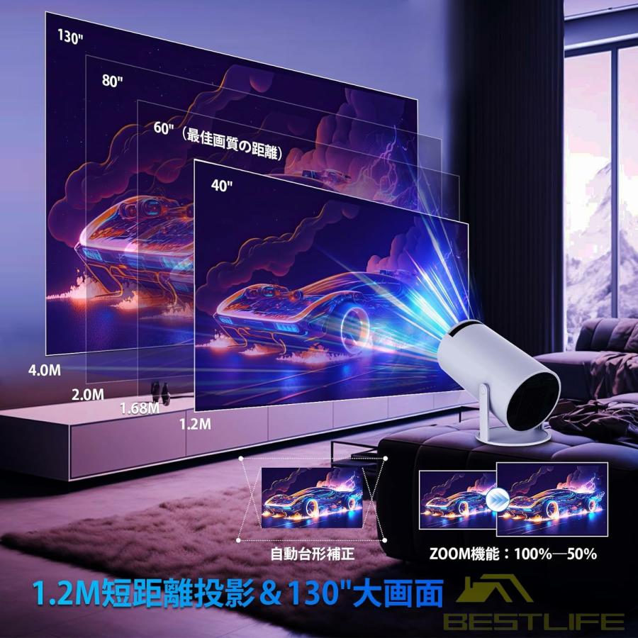 プロジェクター 小型 Android TV 11.0 高輝度 10000lm プロジェクター 家庭用 4K対応 5GWiFi Bluetooth5.2 自動台形補正 短距離投影 HIFIスピーカー内蔵｜yuuu-sutore｜10