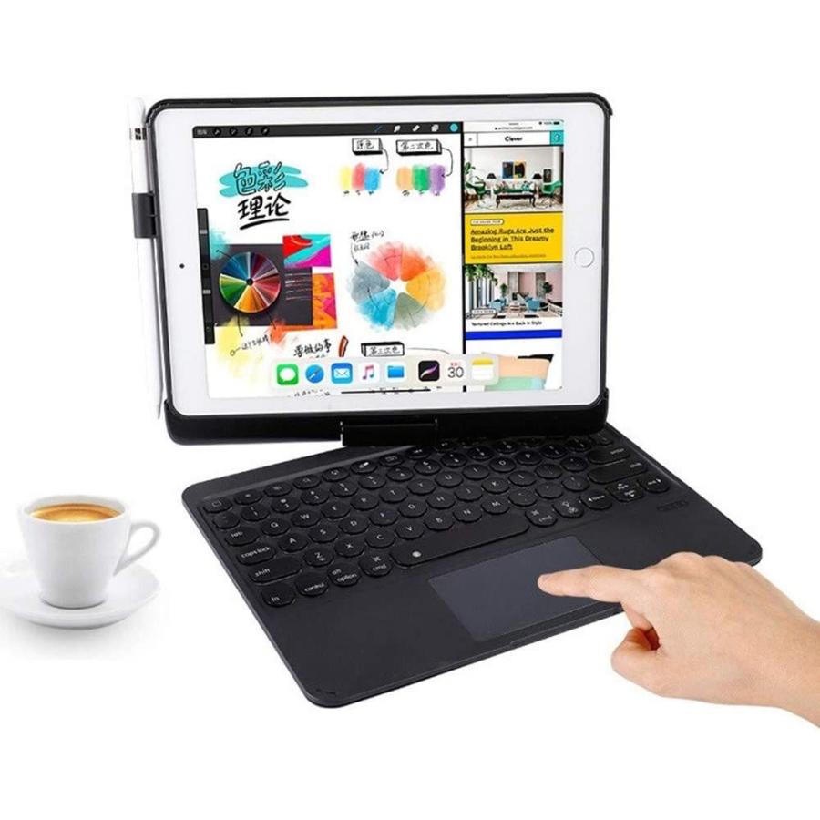 7480円 期間限定60％OFF! iPadキーボードケース 360度回転 7色バックライト for 9.7 inch ブラック f180 b
