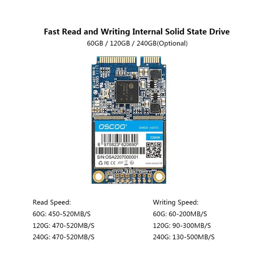 送料無料 OSCOO mSATA 6 ギガバイト/秒 60 ギガバイト 120 ギガバイト 240 ギガバイト内部ソリッドステートドライブミニ mSA_1