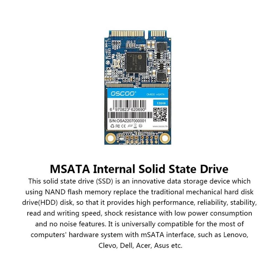 送料無料 OSCOO mSATA 6 ギガバイト/秒 60 ギガバイト 120 ギガバイト 240 ギガバイト内部ソリッドステートドライブミニ mSA_3