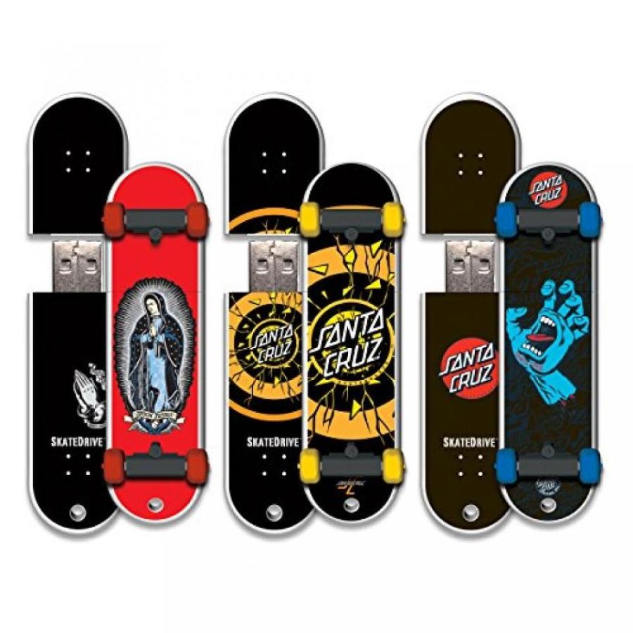 全国送料無料 パソコン ストレージ サンタ ・ クルス 3 パック 16 ギガバイト SkateDrive USB フラッシュ ドライブ， JJ G， ドットのフェードSH12