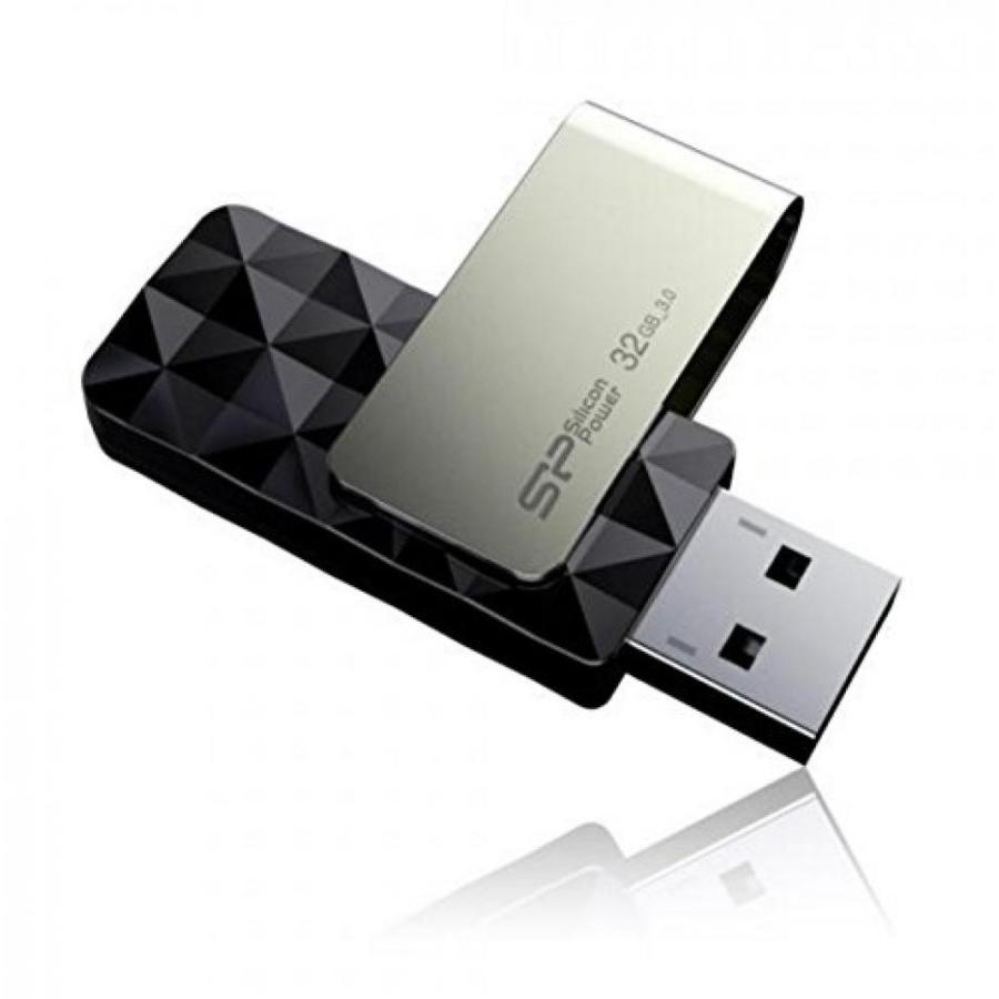全国送料無料 パソコン ストレージ シリコン パワー 32 GB フラッシュ ドライブ ブレイズ B30 USB 3.0 回転ブラック (SP032GBUF3B30V1K)