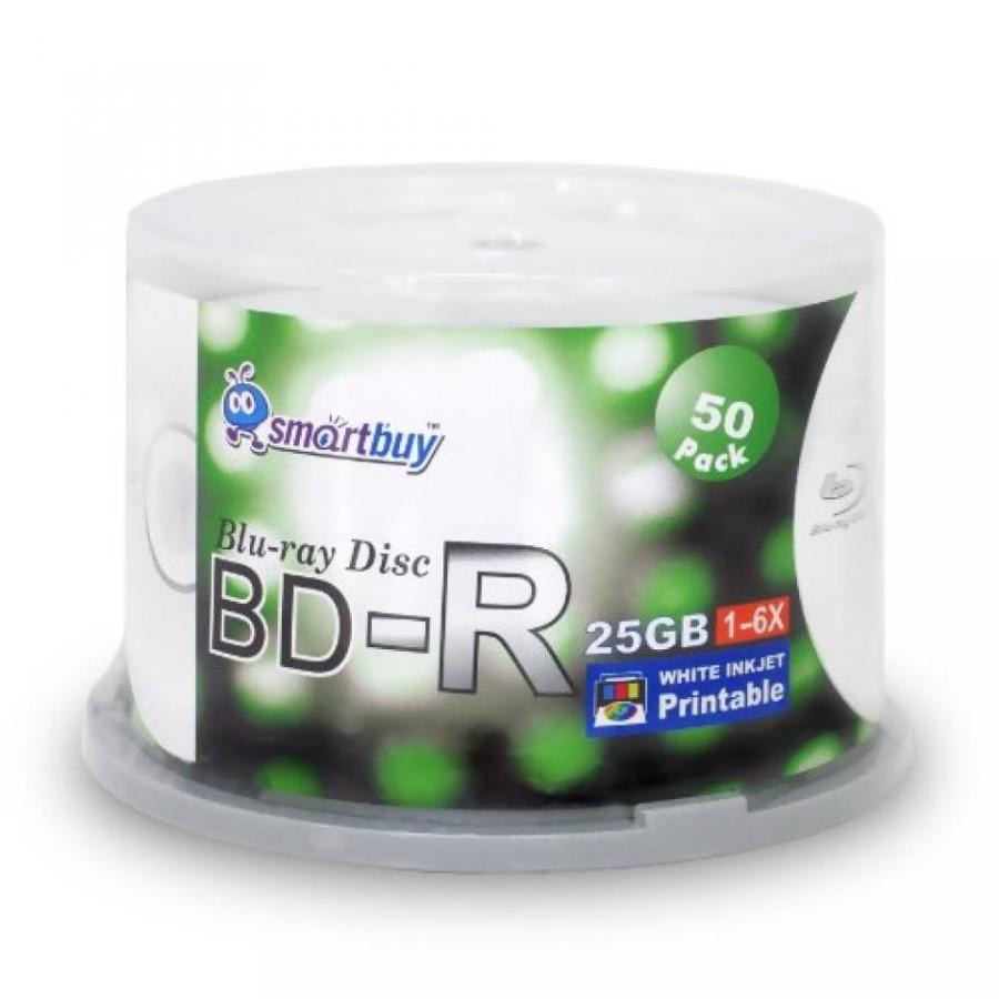全国送料無料 パソコン ストレージ Smartbuy 25 gb 6 倍速 Bd-r ブルーレイ単層ホワイト インク ジェット印刷のデータ書き込み可能なディスク スピンドル_2