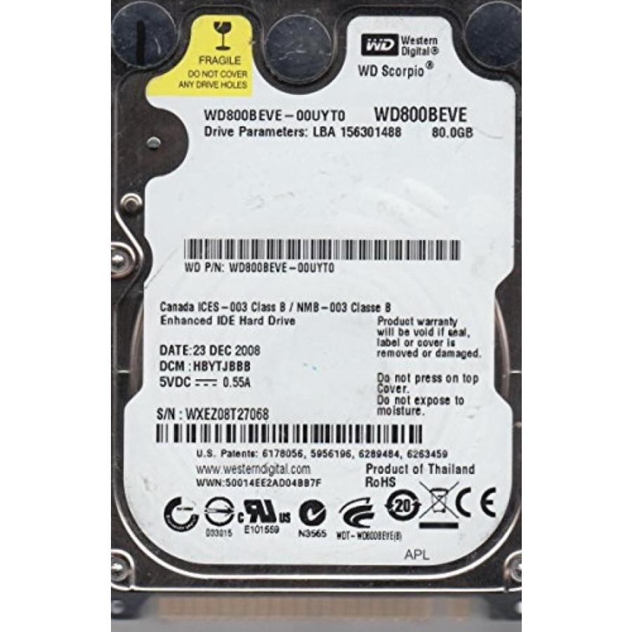 全国送料無料 パソコン ストレージ WD800BEVE 00UYT0DCM HBYTJBBB西部のデジタル 80 GB IDE の 2.5 インチのハード ドライブ