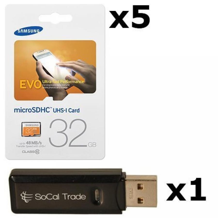 全国送料無料 パソコン ストレージ 5 パック - サムスン 32 GB MicroSD HC クラス エボ 10 UHS-1 TF MicroSDHC トランス フラッシュ高速メモリ カード MB MP32D