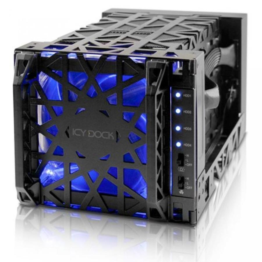 全国送料無料 パソコン ストレージ 氷のようなドック 4 ベイ 3.5HDD の USB 3.0/eSATA ドライブのエンクロージャ 120 ミリメートル フロント LED ファン 1 x