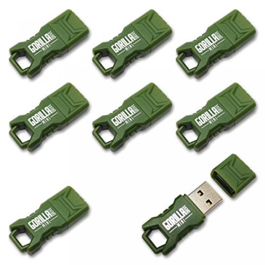 全国送料無料 パソコン ストレージ GorillaDrive ミニ 8 GB グリーン耐久 USB フラッシュ ドライブ (8 パック)
