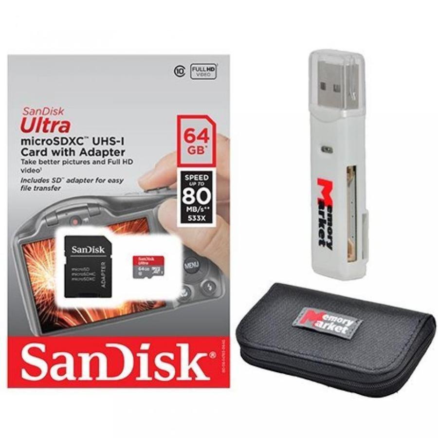 全国送料無料 パソコン ストレージ サンディスク ウルトラ 64 GB UHS-私クラス 10 MicroSDXC カード最大 80 mb/秒 SDSQUNC-064 G アダプターUSB 2.0