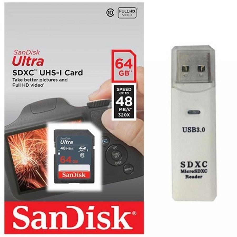 全国送料無料 パソコン ストレージ サンディスク ウルトラ 64 GB クラス 10 SDXC UHS-1 メモリ最大 48 MB/秒-SDSDUNB-064 G USB 3.0 高速 MemoryMarket