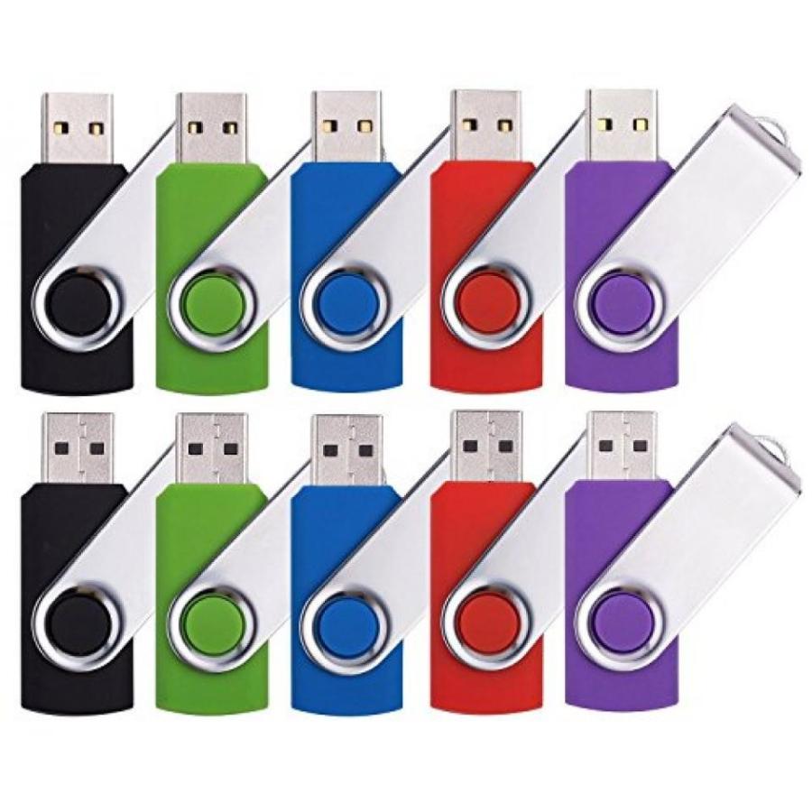 全国送料無料 パソコン ストレージ DDC 10 本入り 1 GB スイベル デザイン USB 2.0 フラッシュ ドライブ メモリ スティック (5 混合された色: ブラック ブルー
