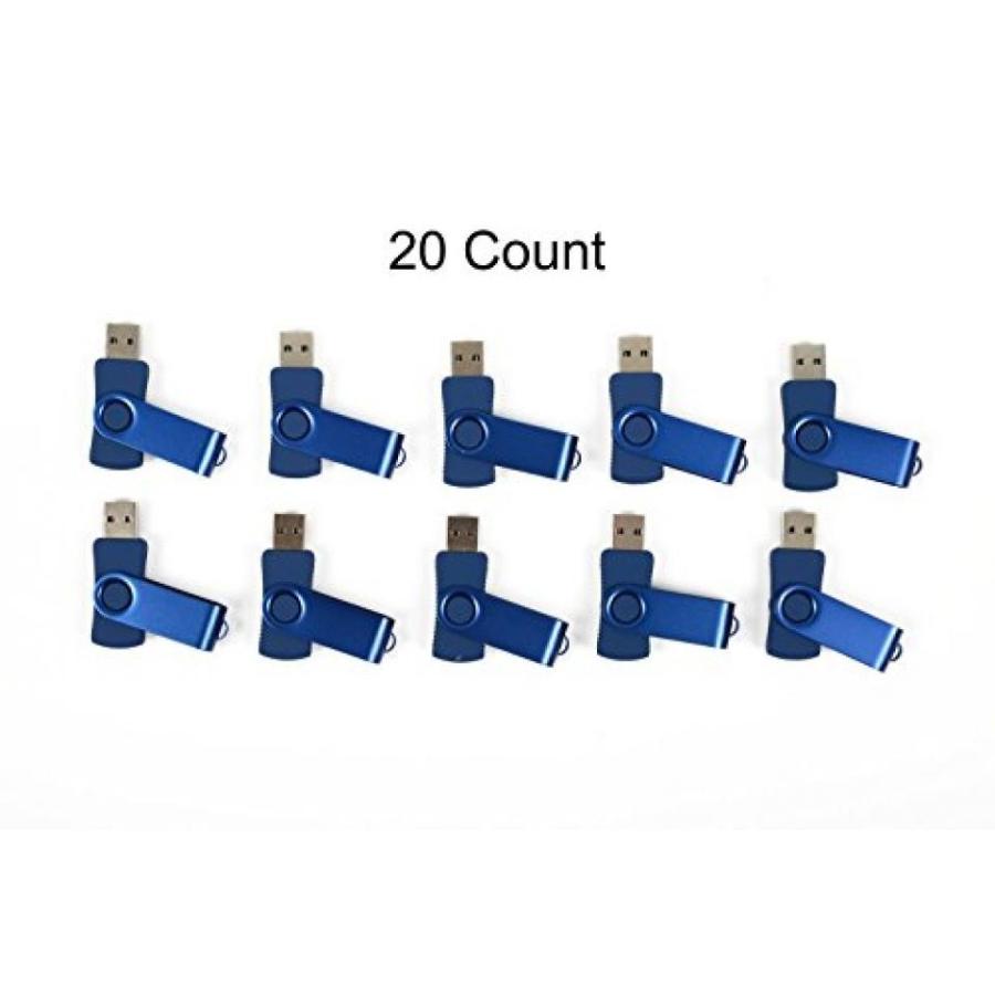 全国送料無料 パソコン ストレージ SameDayFlash 128 MB USB 2.0 フラッシュ ドライブ - 20 個入バルク - 反射ブルー 青色回転フラッシュ ドライブ