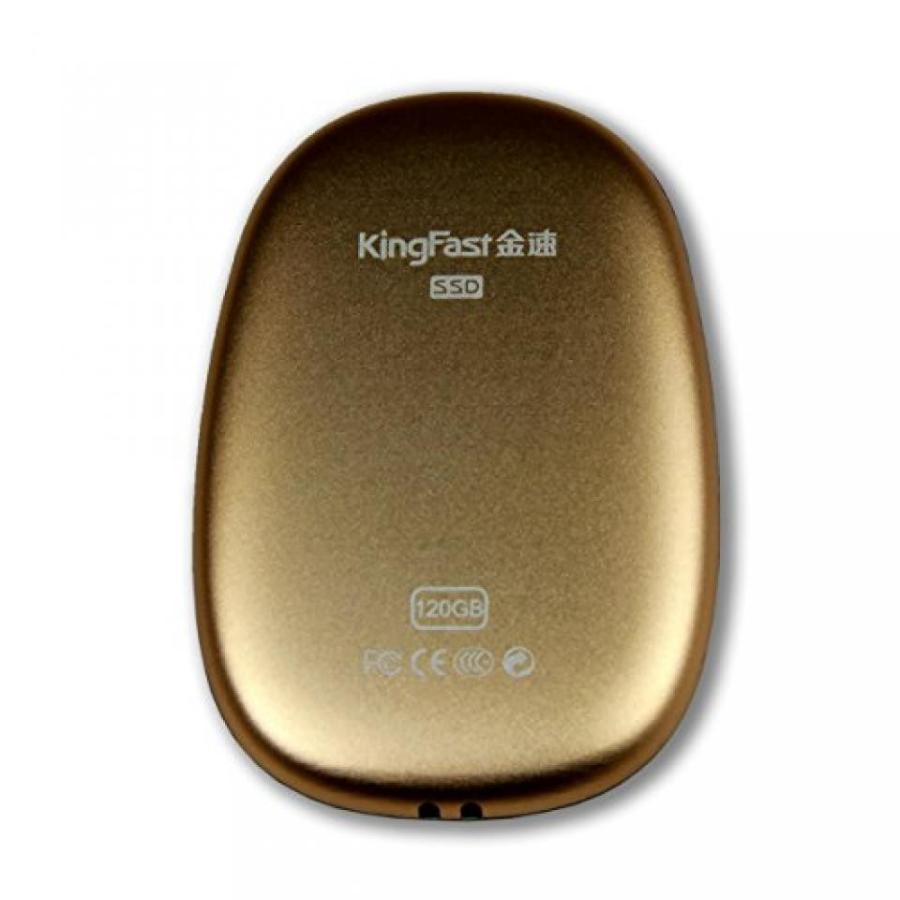 全国送料無料 パソコン ストレージ チューク KingFast P610 120 GB 外付け SSD SuperSpeed USB 3.0 ハード ドライブ - ゴールド/木製の穀物ファッション
